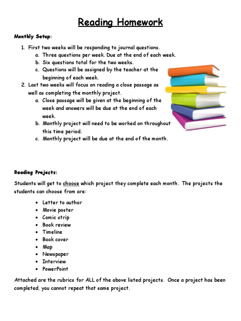 2016-2017 Reading Homework | PDF
