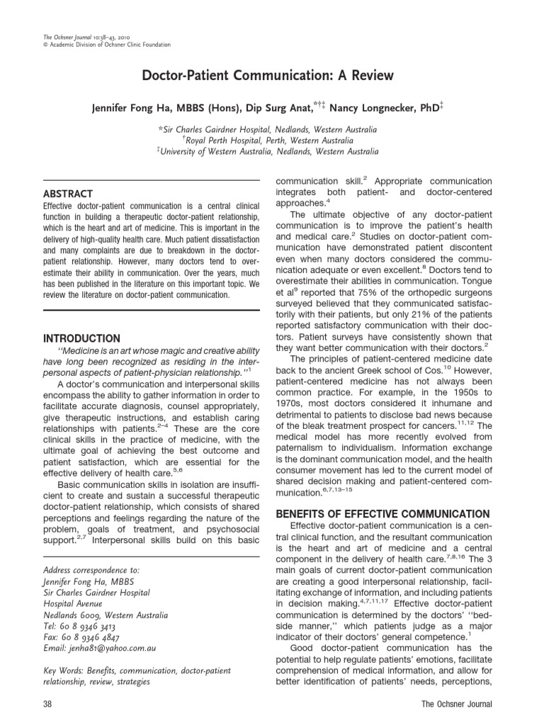 Enhancing Doctor-Patient Communication | PDF | Patient | Clinical Trial