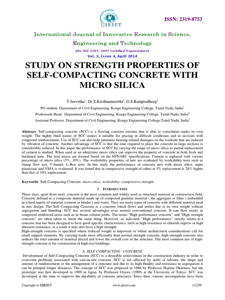 Study On Strength Properties of Self-Compacting Concrete With Micro ...