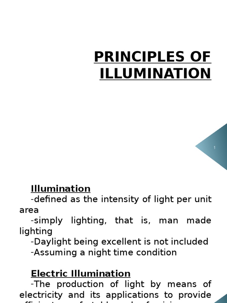 Principles of Illumination PDF Lighting Light