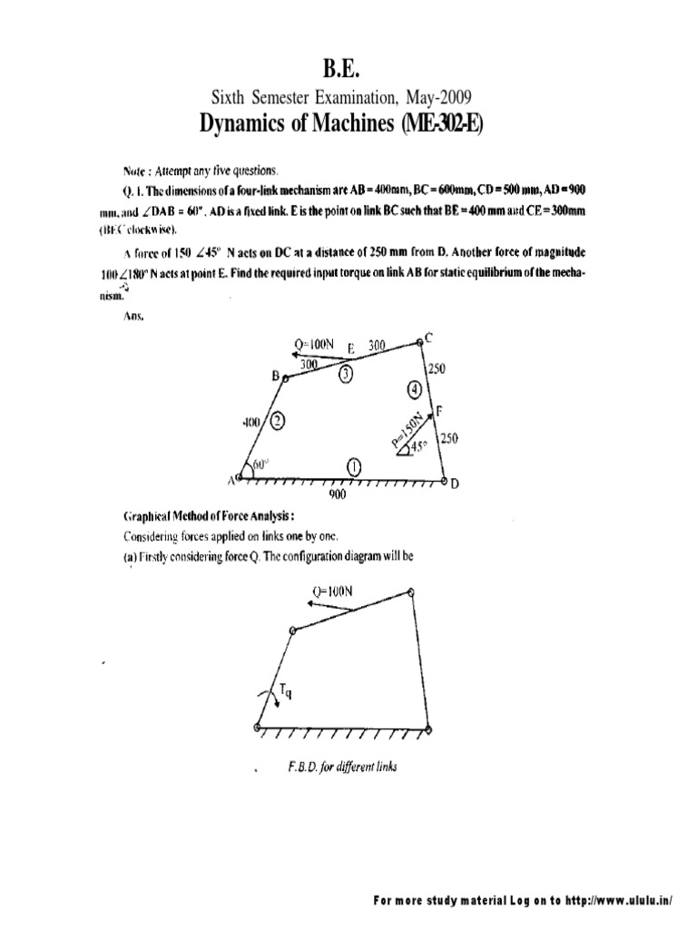 Dynamics of Machines Exam Guide | PDF