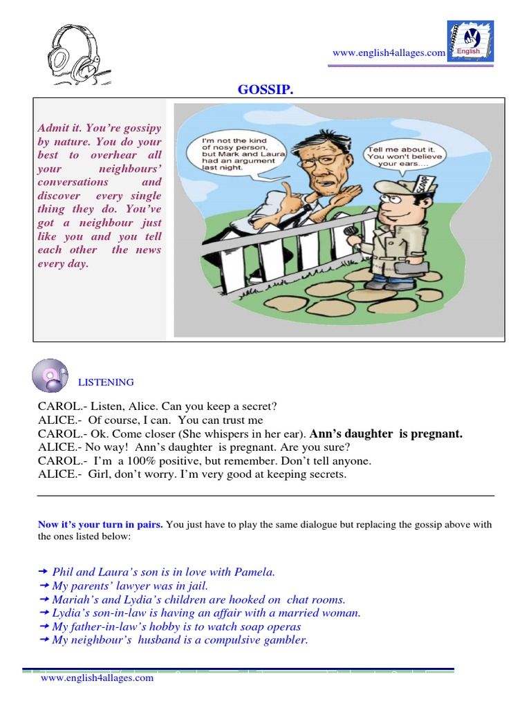 Engaging in Gossip: A Listening Exercise | PDF