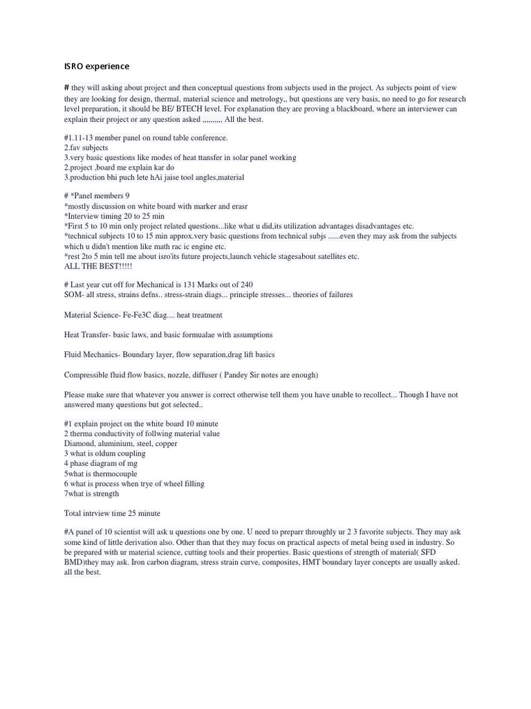 ISRO Interview Preparation Guide | PDF
