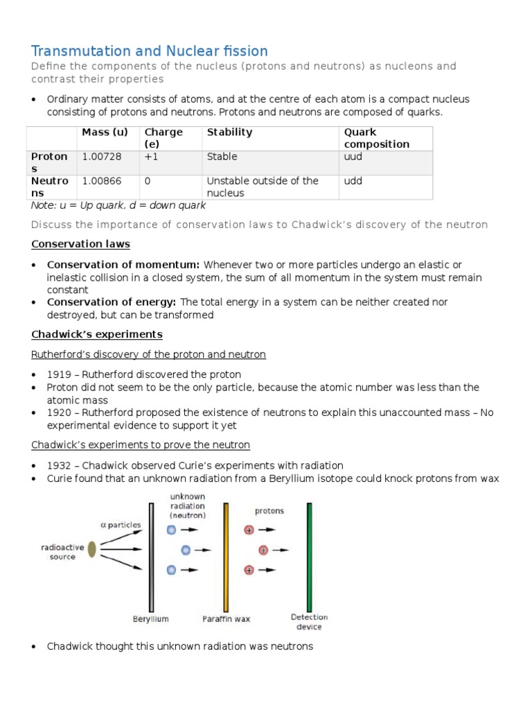 Transmutation and Nuclear Fission - Notes | Download Free PDF | Nuclear ...