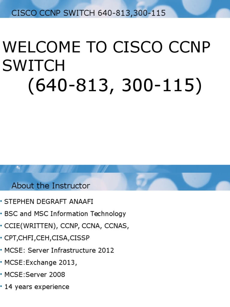 CCNP Switch 640-813 Course Overview | PDF | Network Switch | Virtual ...