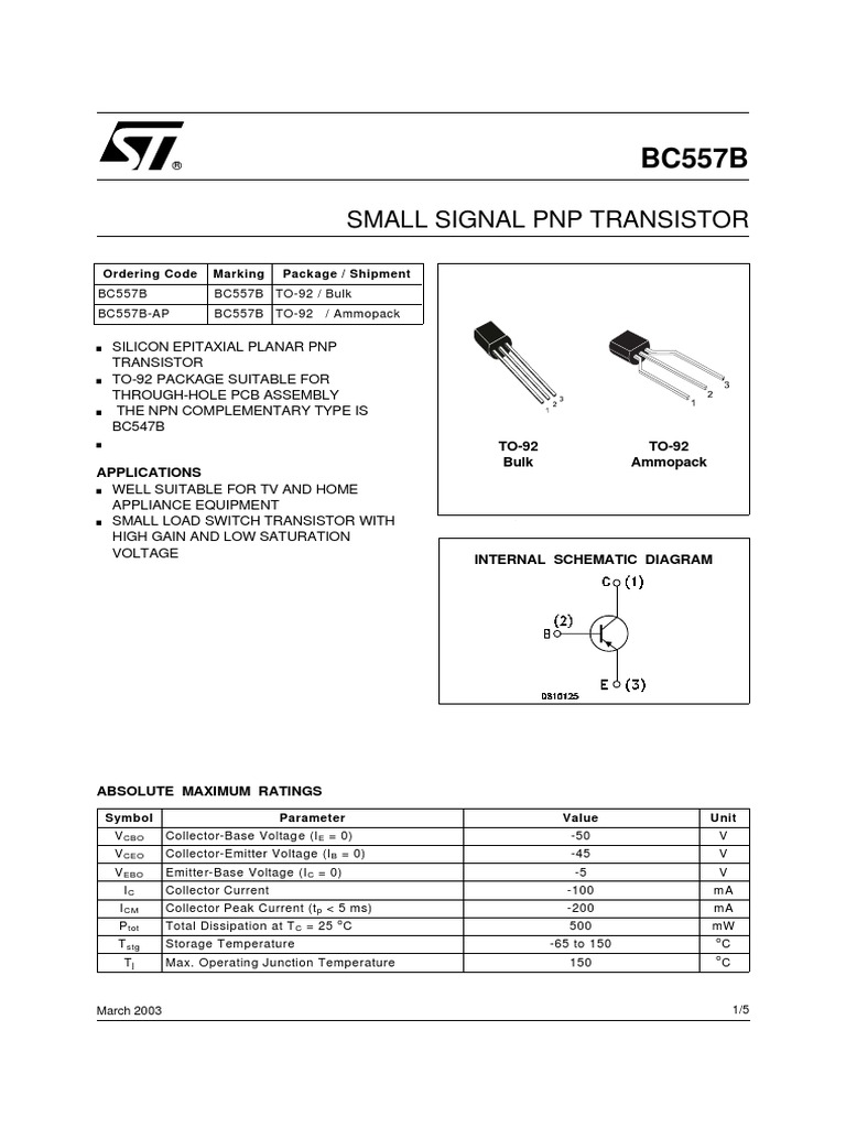Small Signal PNP Transistor | PDF | Bipolar Junction Transistor ...