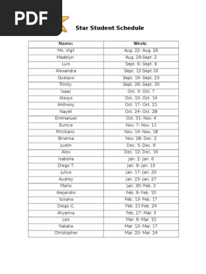 star student schedule 