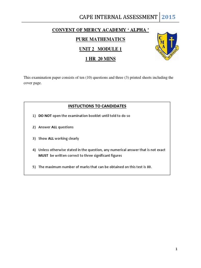 Cape Mathematics Unit 2 Practice Mod 1 | PDF | Computers