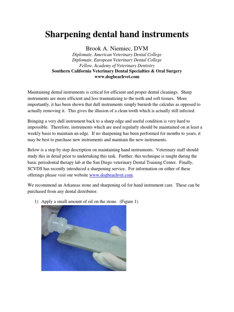 Sharpening Dental Hand Instruments Brook A. Niemiec, DVM PDF