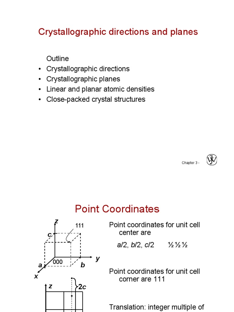 Crystallographic Directions and Planes | PDF | Crystal Structure ...