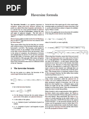 Haversine Formula Pdf Elementary Geometry Euclidean Plane Geometry