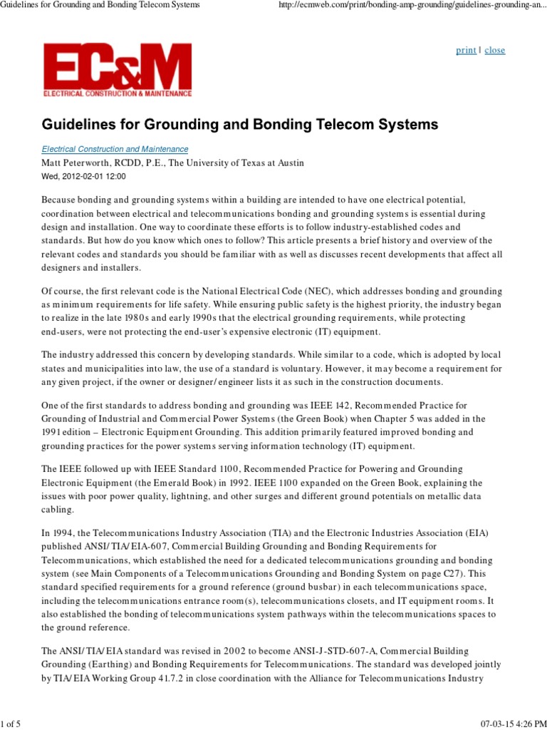Guidelines For Grounding and Bonding Systems PDF Electrical