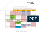 Horario Movil de Monitoreo y Acompañamiento Del 25 Al 29 de Abril 2016