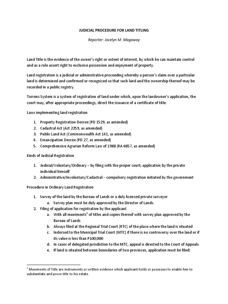 Land Titling Judicial Procedures Guide | PDF | Surveying | Public Law