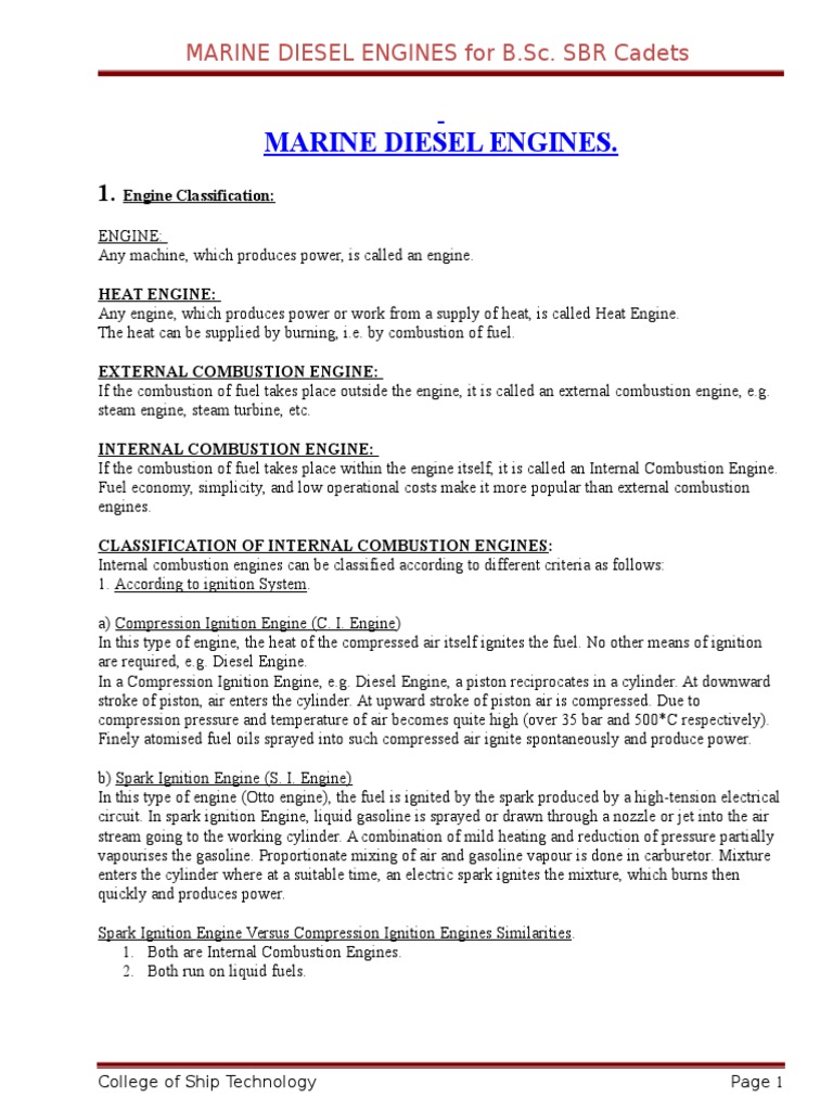 Overview of Marine Diesel Engines | PDF | Internal Combustion Engine ...