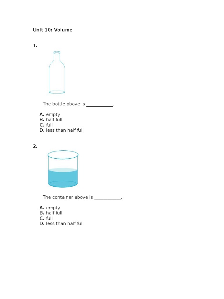 Volume Measurement Practice Questions | PDF