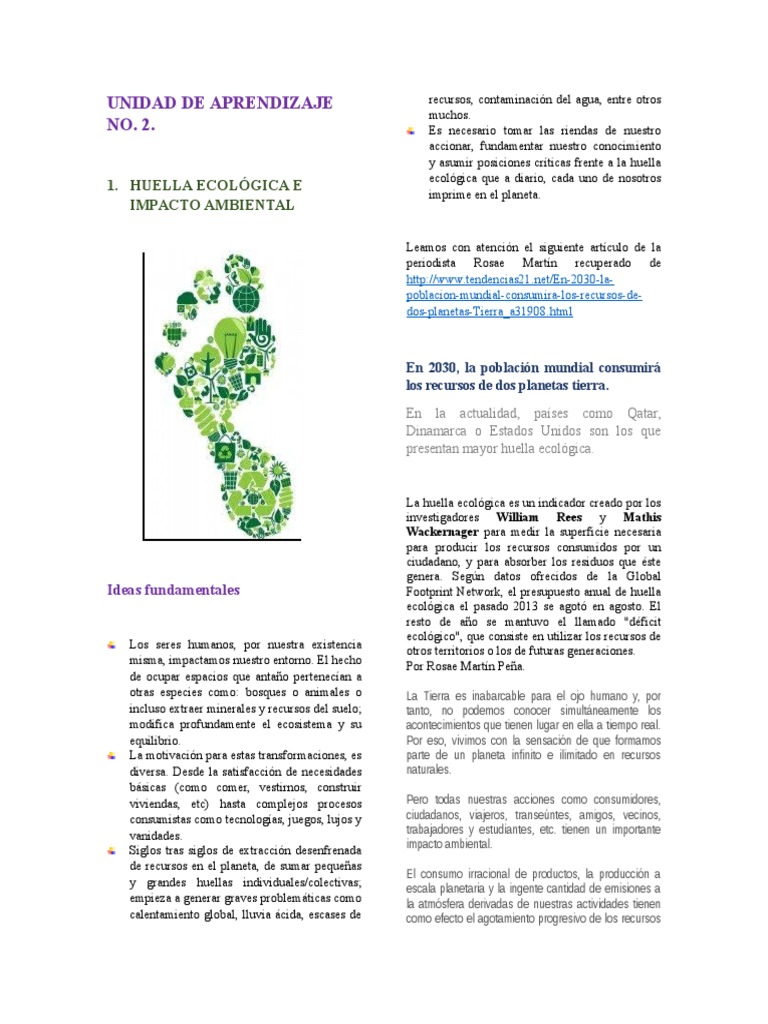 Huella Ecológica y su Impacto Ambiental | PDF | Ecología | Ciencia ...