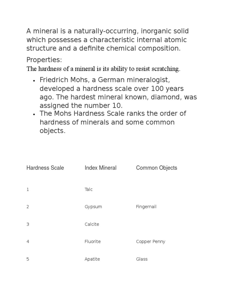 The Hardness of A Mineral Is Its Ability To Resist Scratching PDF