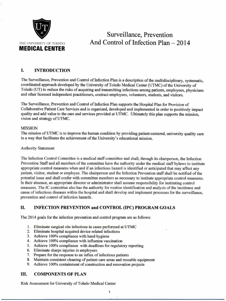 Surveillance Prevention and Control of Infection Plan Infection