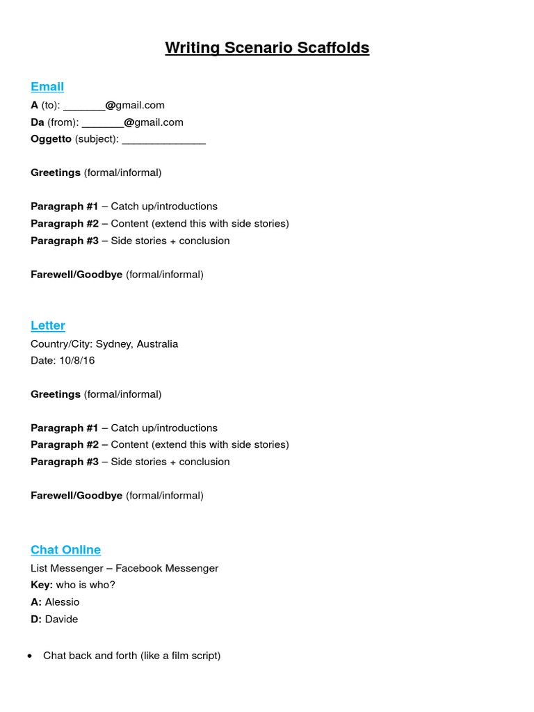 Writing Scenario Scaffolds | PDF