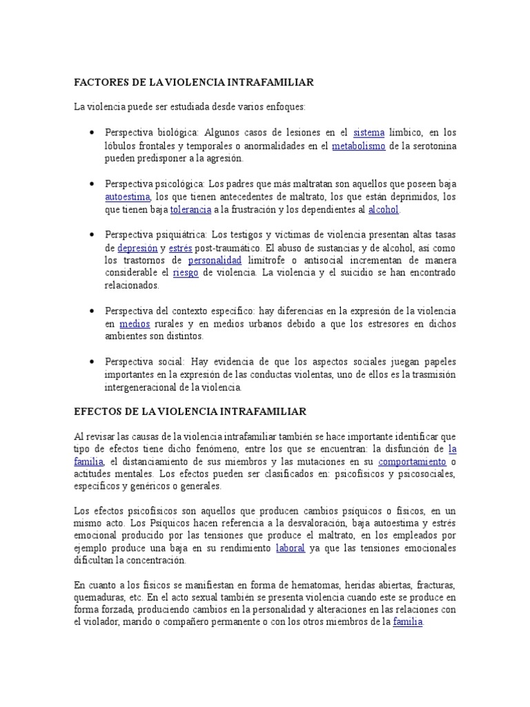 Causas y efectos de la violencia intrafamiliar | PDF | Violencia ...