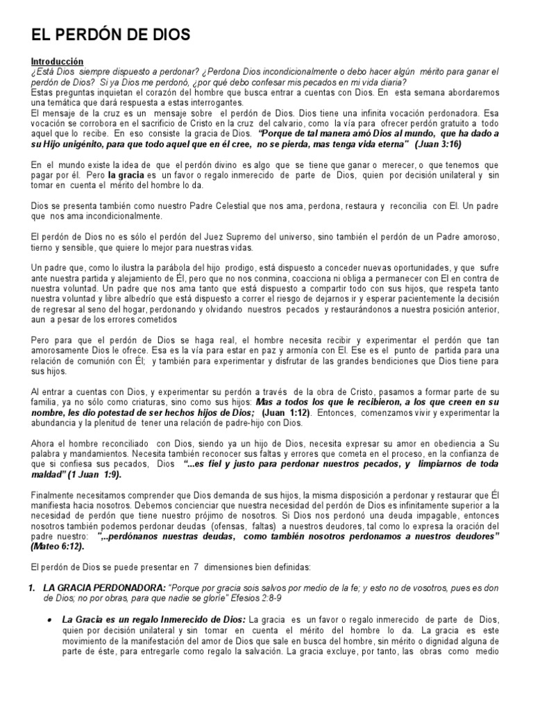 El Perdón de Dios PDF Perdón Gracia divina
