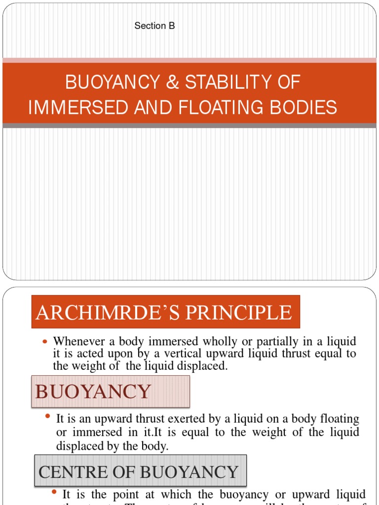 Stability of Floating Bodies Buoyancy Classical Mechanics