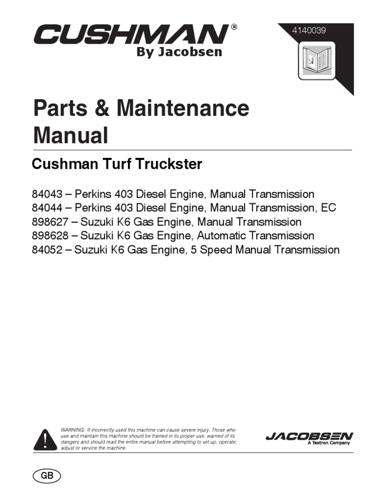 Parts e Maintenance Cushman Turf Truckster.pdf | Motor Oil | Manual
