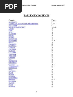 NC Environmental Health Department List