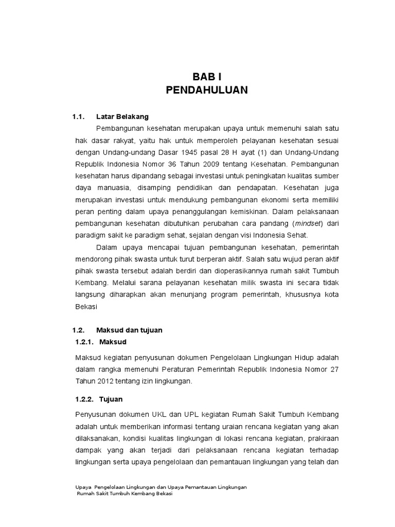 Ukl Upl Rumah Sakit Tumbuh Kembang Bekasi