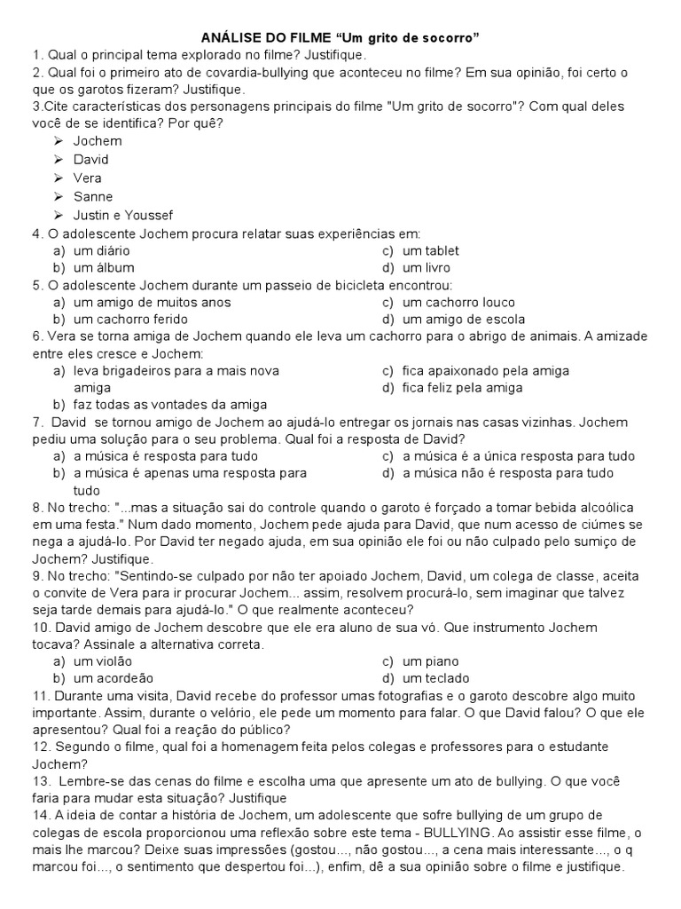 Resumo Do Filme Um Grito De Socorro Brainly