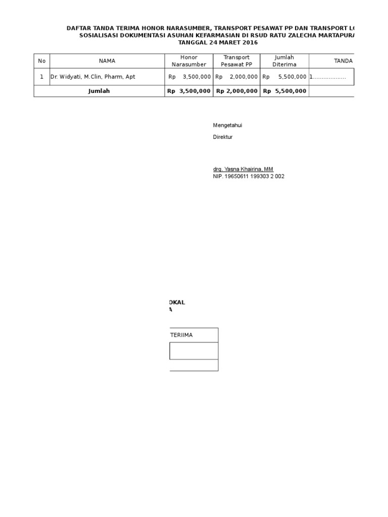 Tanda Terima Narasumber