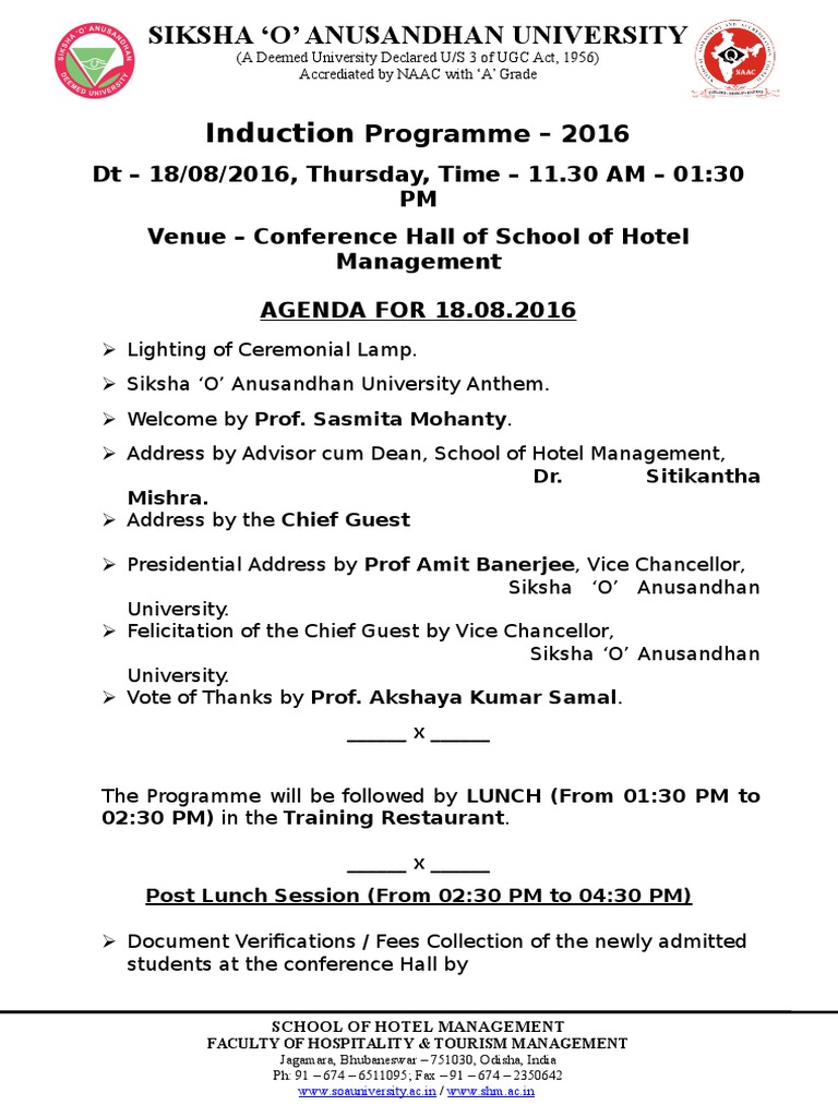Induction Programme 2016 | PDF | Higher Education