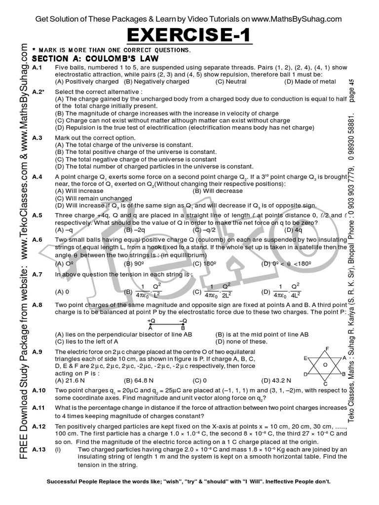 Electrostatics Type 2 PART 2 of 3 ENG | PDF | Electric Charge ...