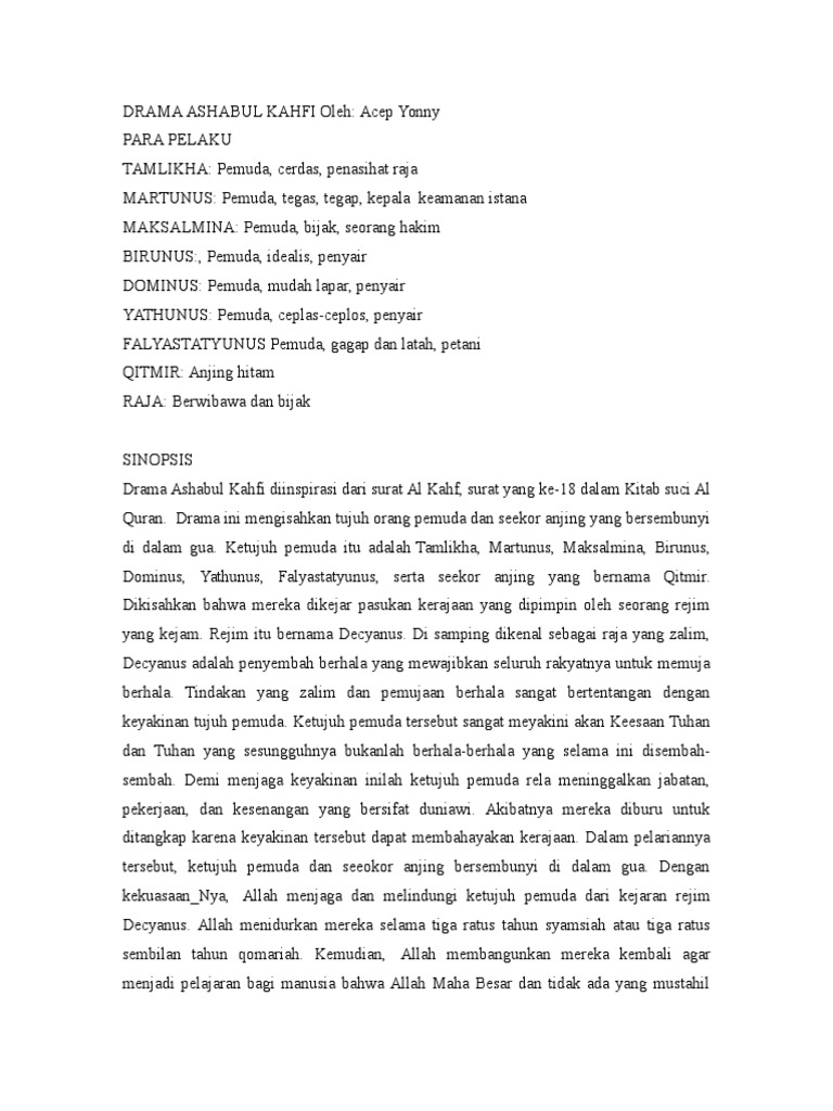 Naskah Drama Ashabul Kahfi Oleh