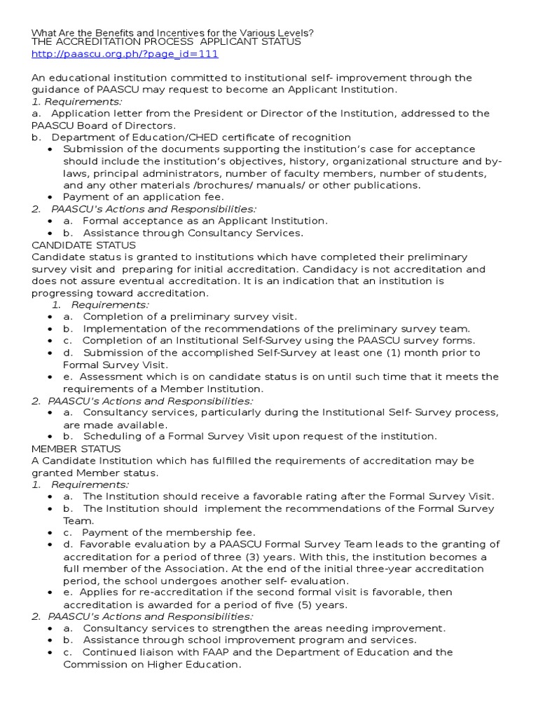PAASCU Accreditation Levels Explained | PDF | Engineering ...
