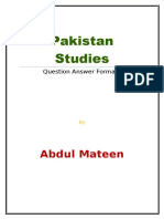 Pakistan Studies Complete Notes Question Answer Format