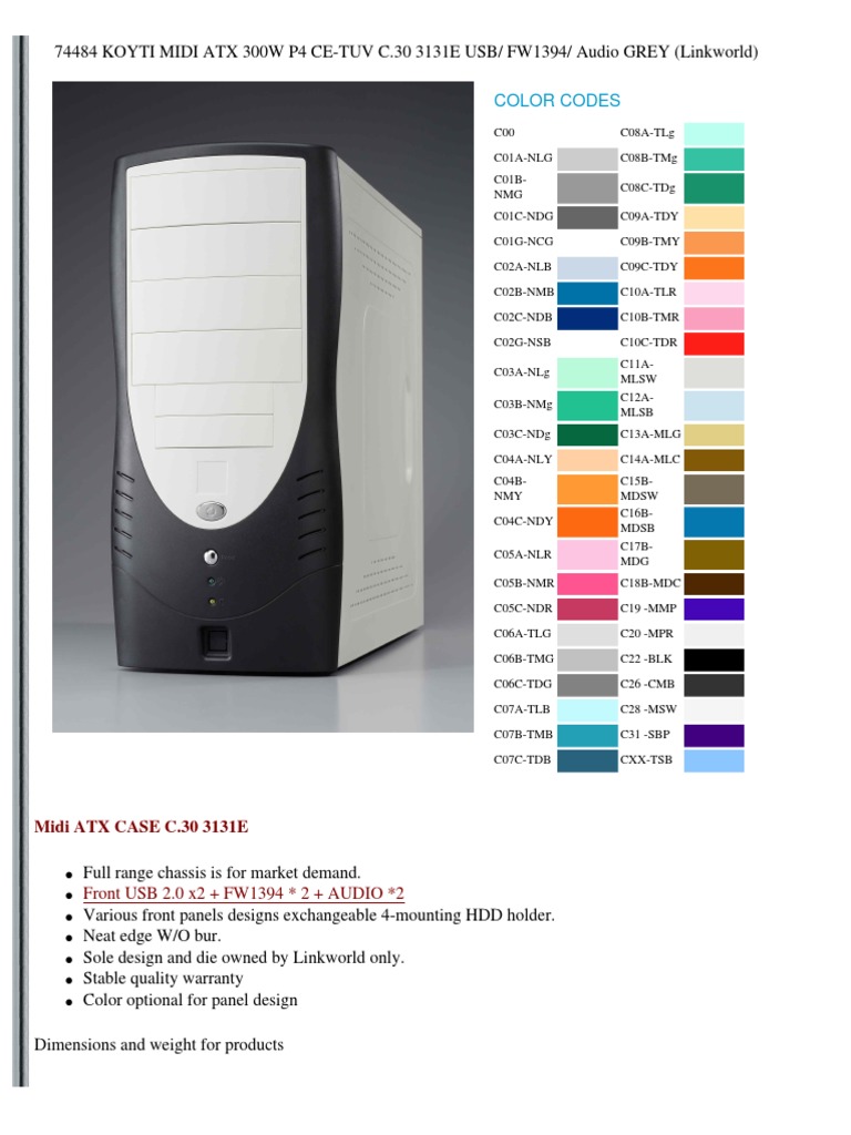 Color Codes: Front USB 2.0 x2 + FW1394 2 + AUDIO 2 | PDF | Technology ...