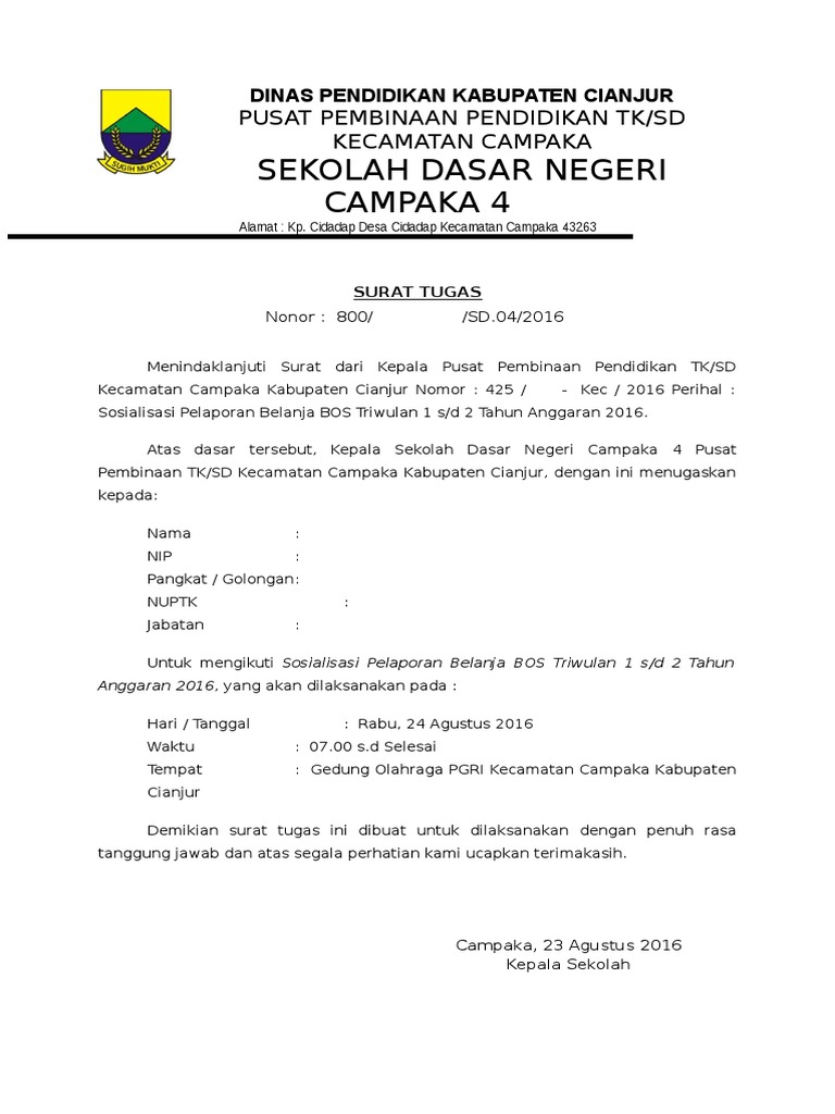 Surat Tugas Sekolah
