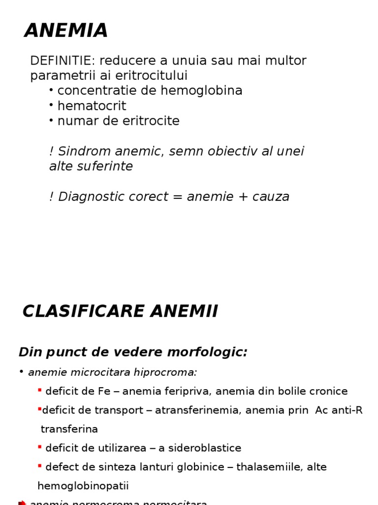Anemia: clasificare, simptome si tratament