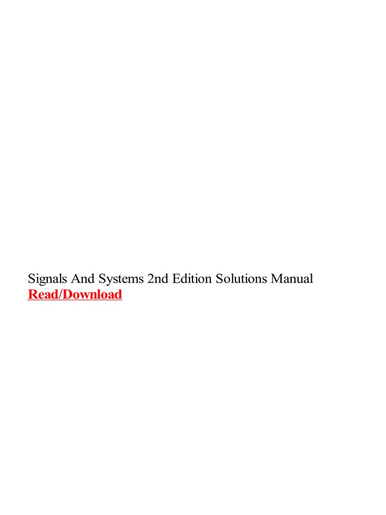 Signal And Systems Solution Manual