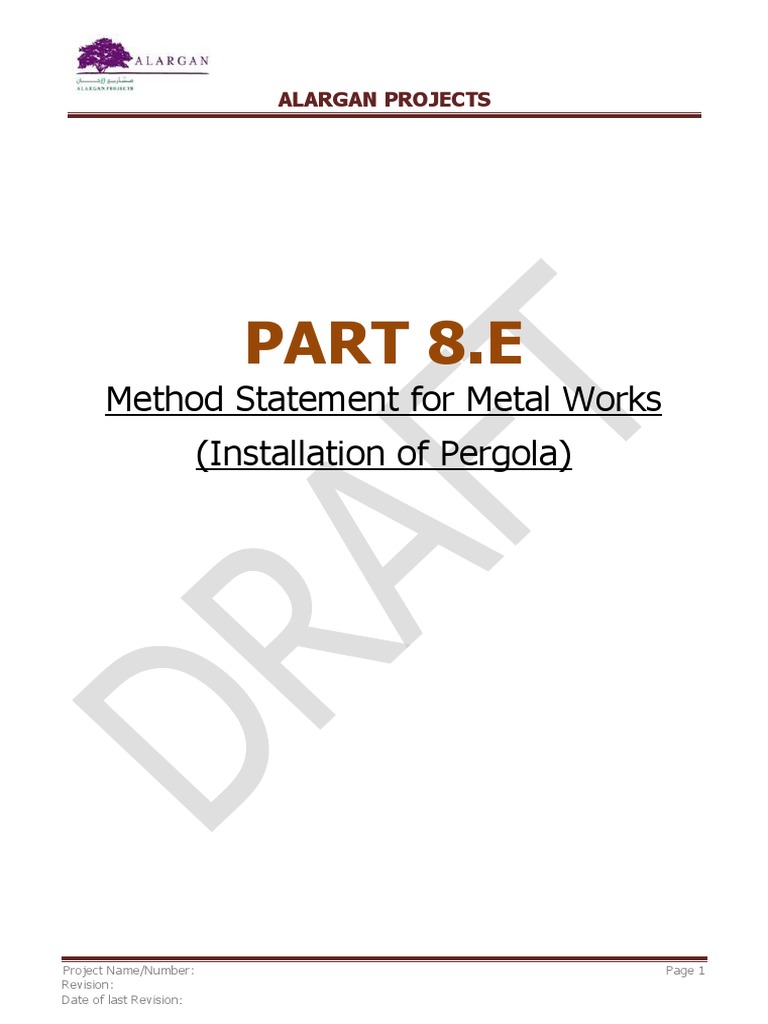 Pergola Installation Method Statement | PDF | Welding | Construction