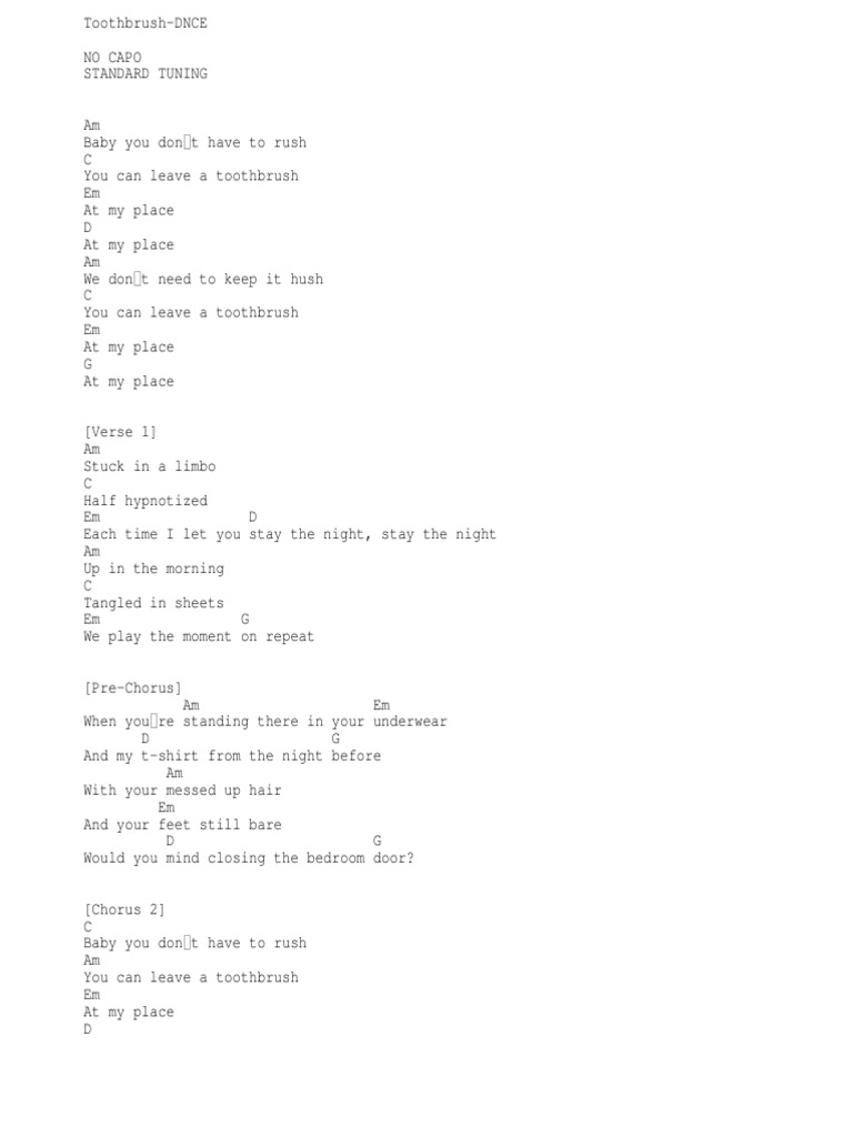 Toothbrush DNCE Song Structure Vocal Music