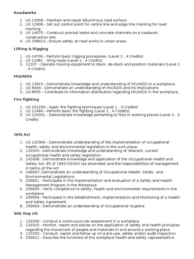 Training Material List PDF Occupational Safety And Health Safety