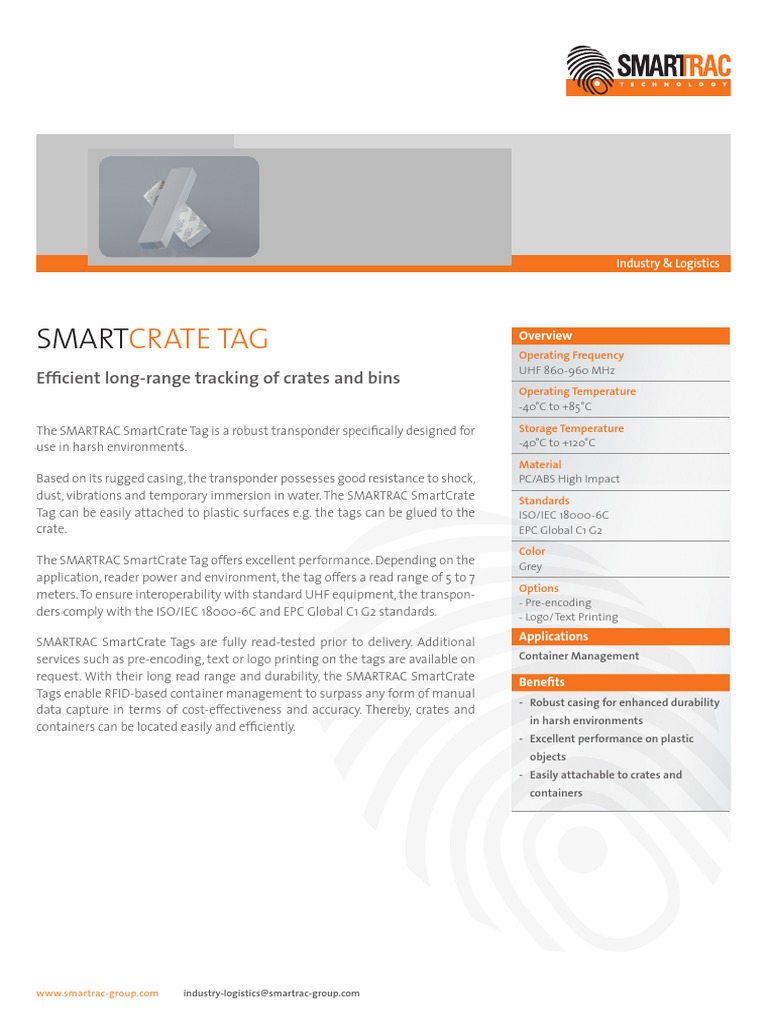 SMARTRAC Datasheet Crate Tag | PDF | Radio Frequency Identification ...