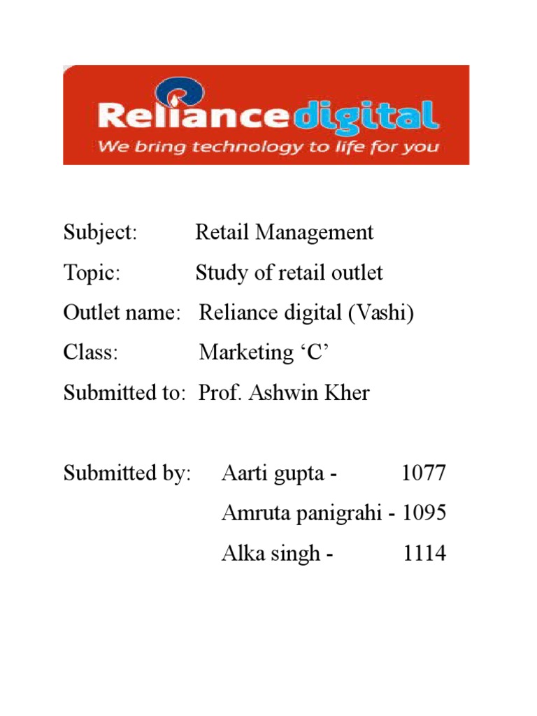 85507647 Reliance Digital Project Merchandising Retail