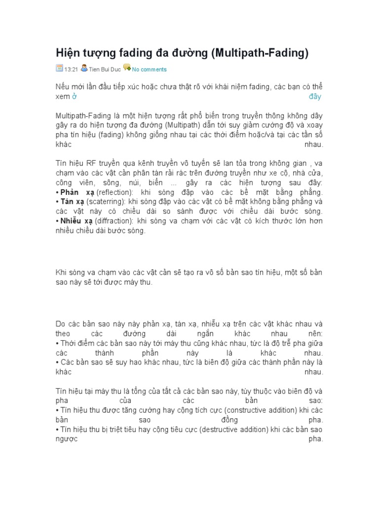 Hiện Tượng Fading Đa Đường | PDF
