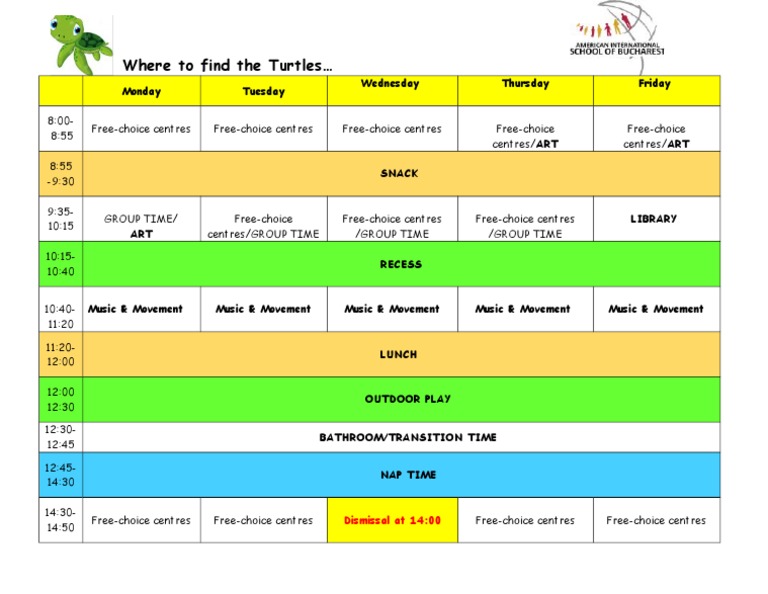 Turtles Schedule PDF