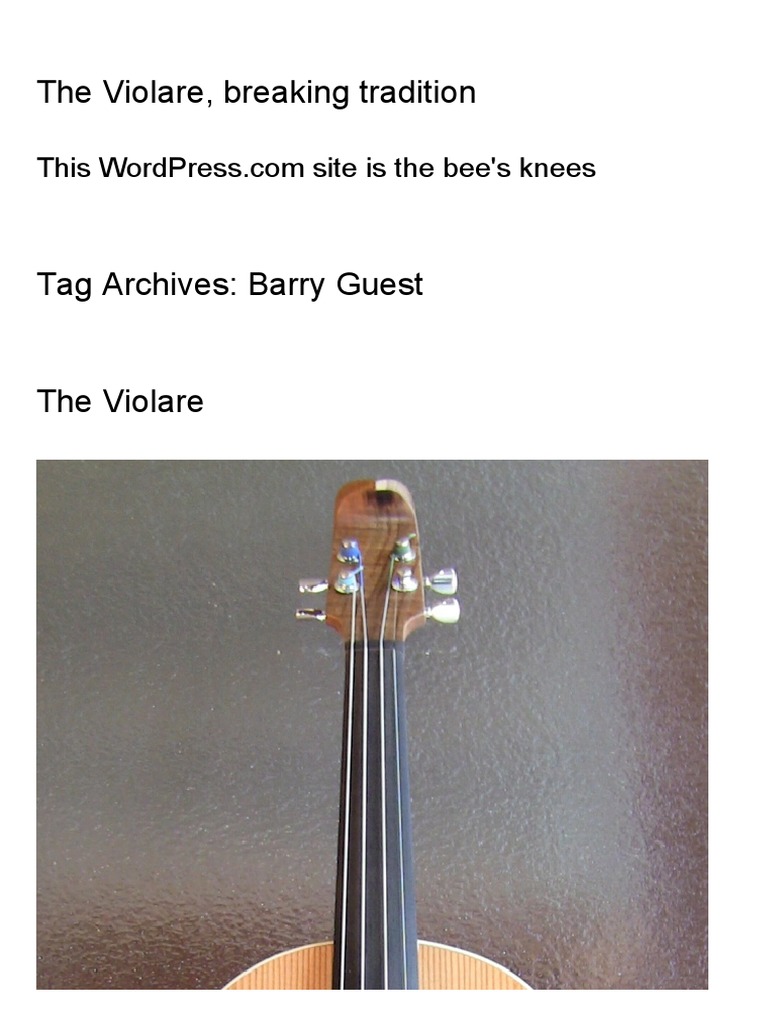 Barry Guest The Violare, Breaking Tradition PDF Violin String