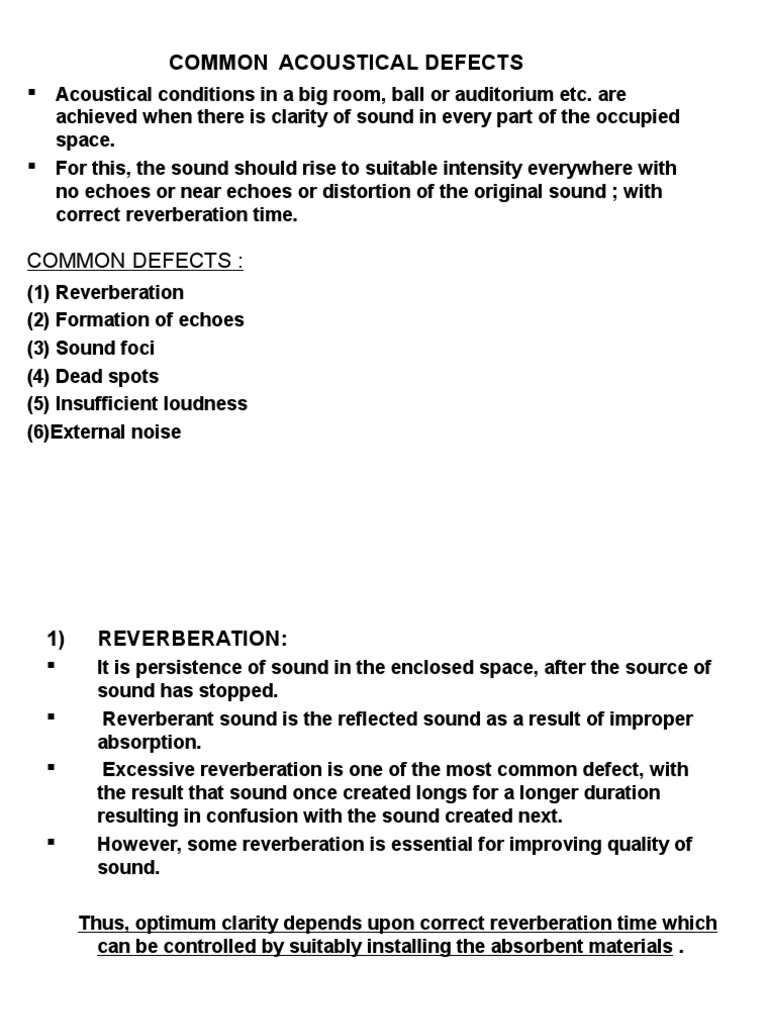 03 Acoustical Defects PDF Sound Reflection (Physics)